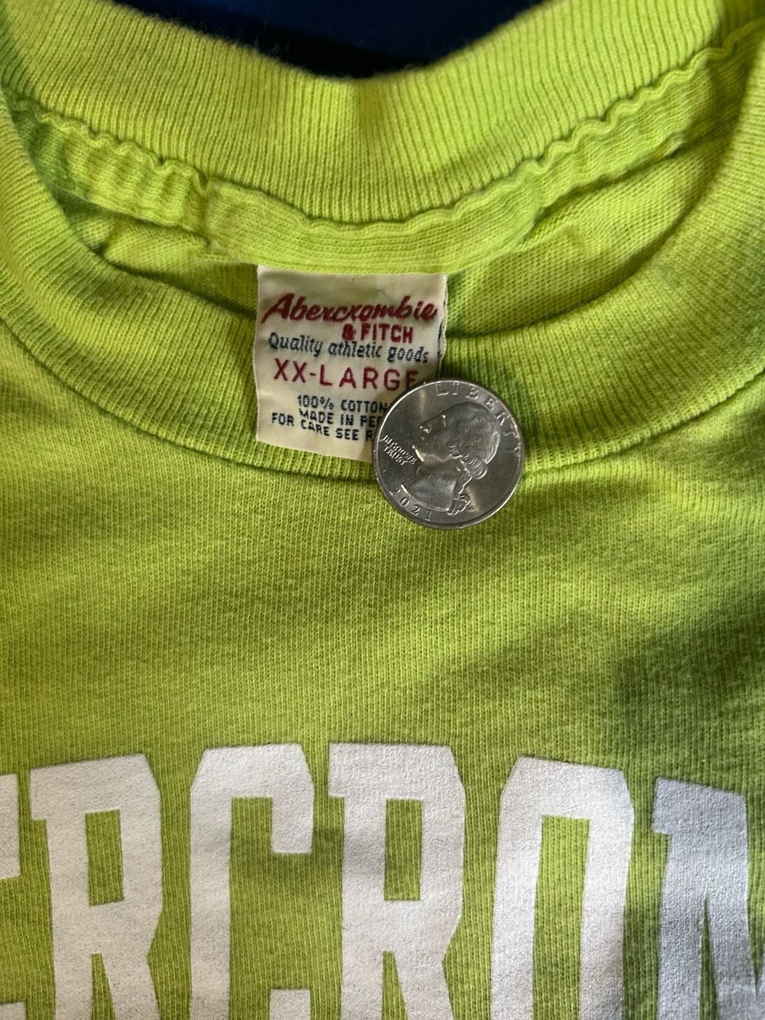 Vintage Abercrombie And Fitch Graphic T-Shirt XX-Large Lime Green Logo 6