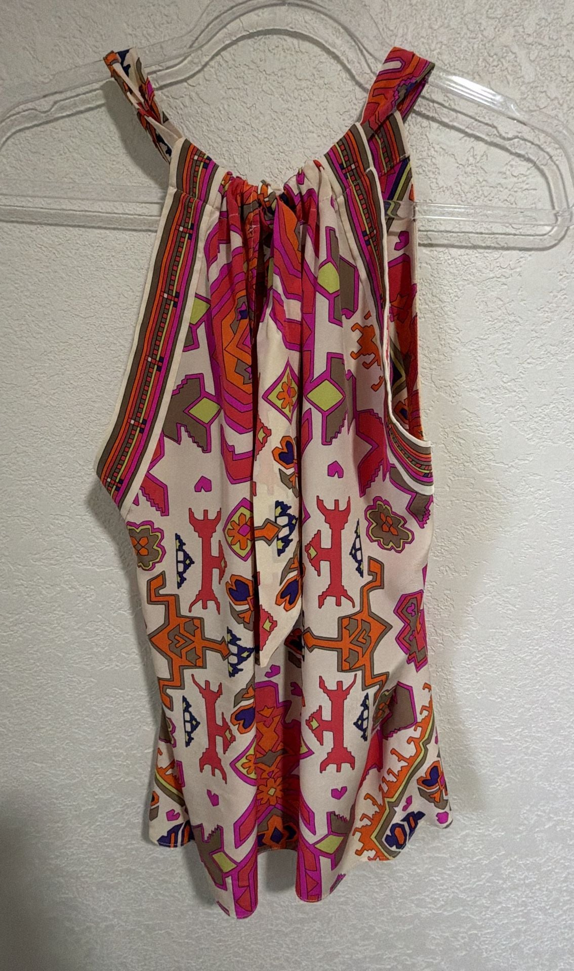 Alice + Trixie Silk Halter Top Size XS Multicolored Boho Print 2