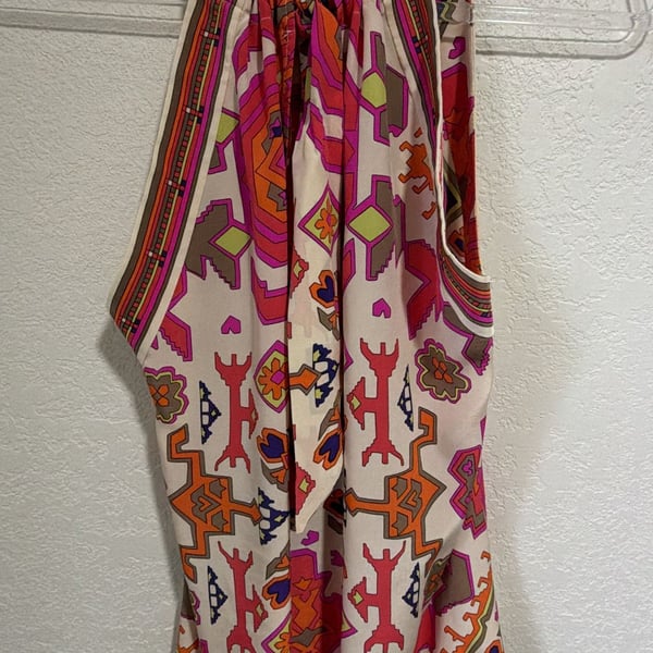 Alice + Trixie Silk Halter Top Size XS Multicolored Boho Print