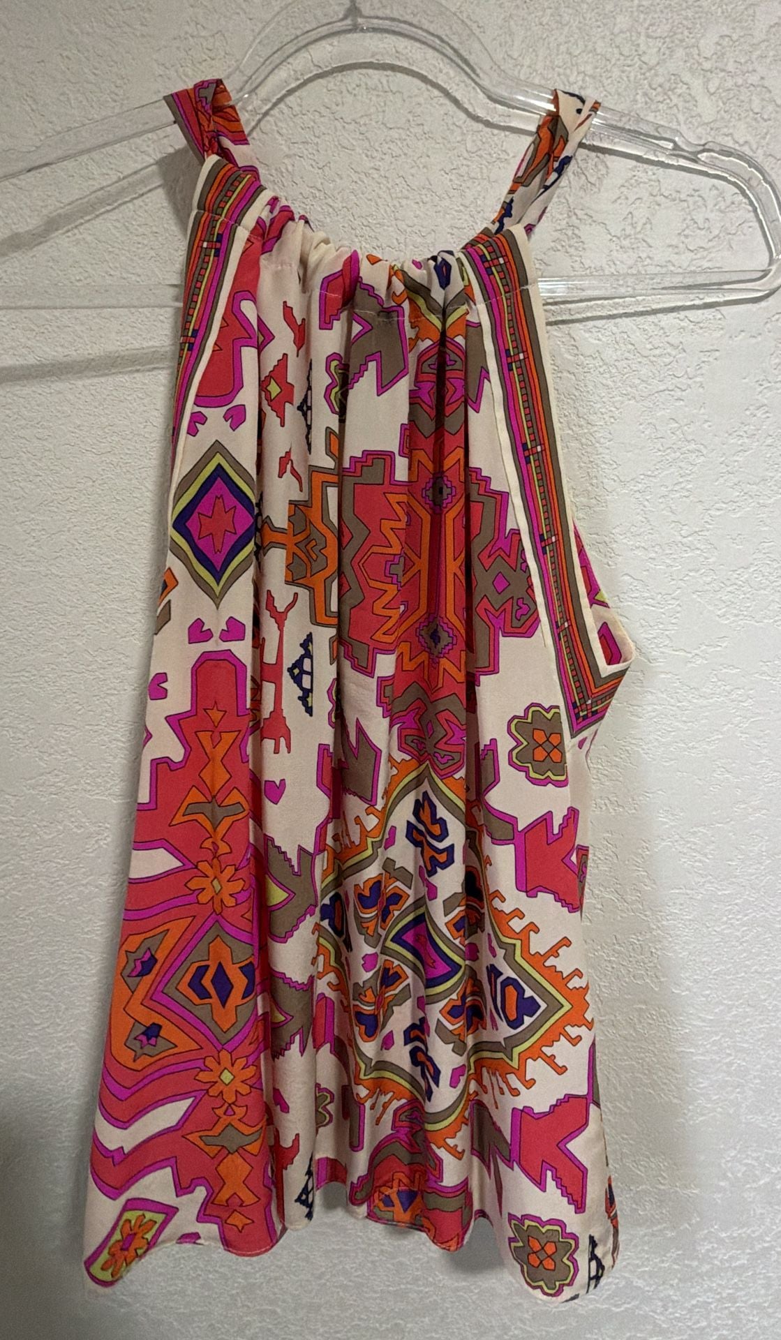 Alice + Trixie Silk Halter Top Size XS Multicolored Boho Print 3