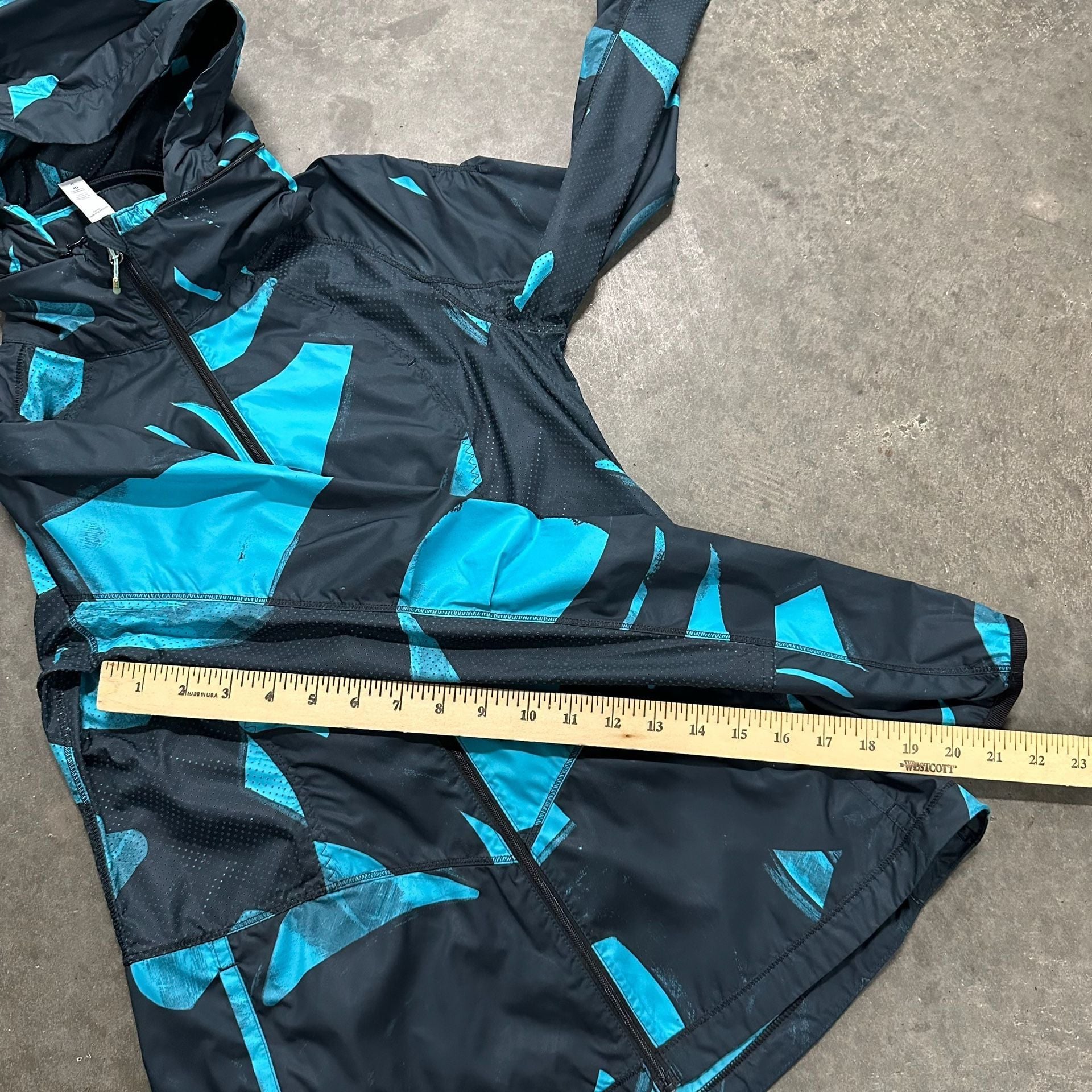 Lululemon Full Zip Hooded Jacket Size 6 Blue Black Abstract Print 8
