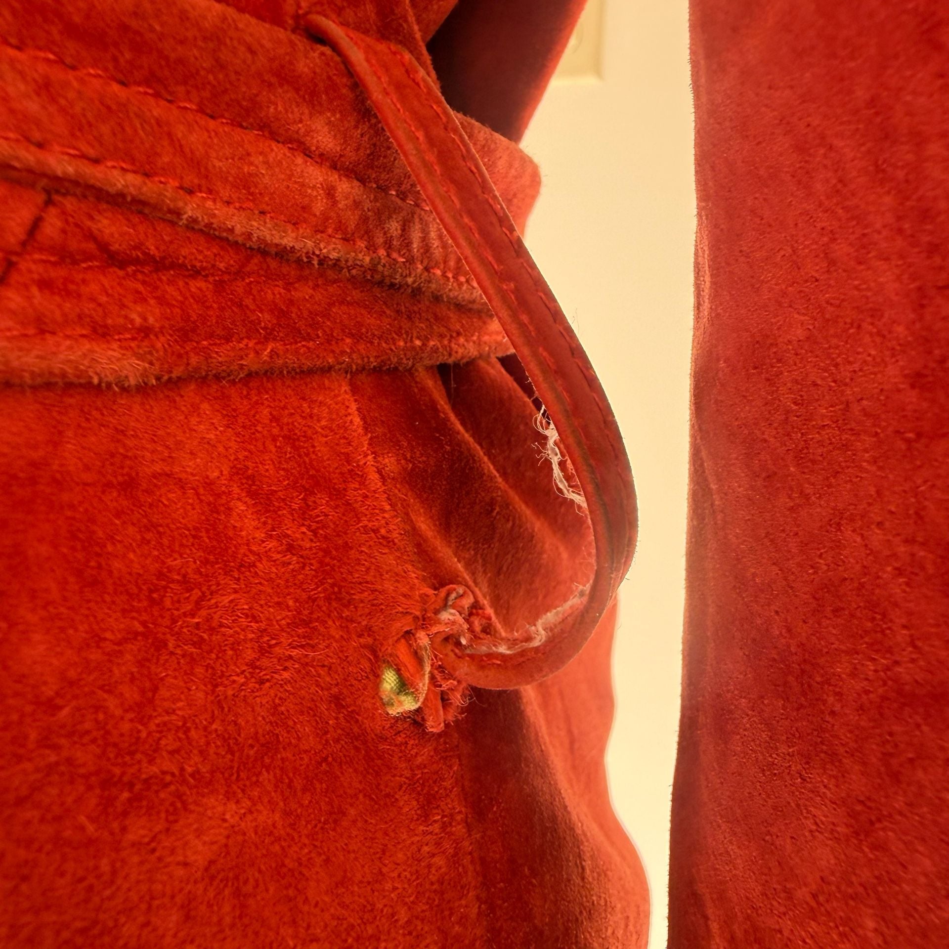 Red Suede Leather Trench Coat Belted John Carlisle 9