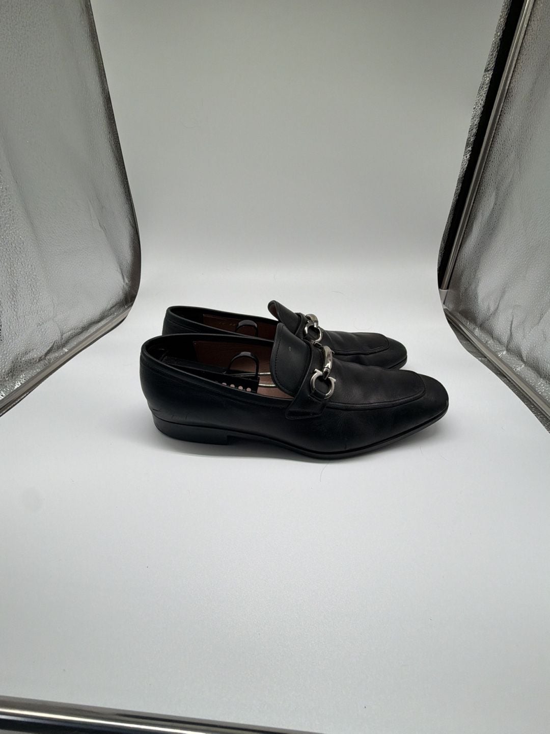 Salvatore Ferragamo Bit Loafers Black Leather 7