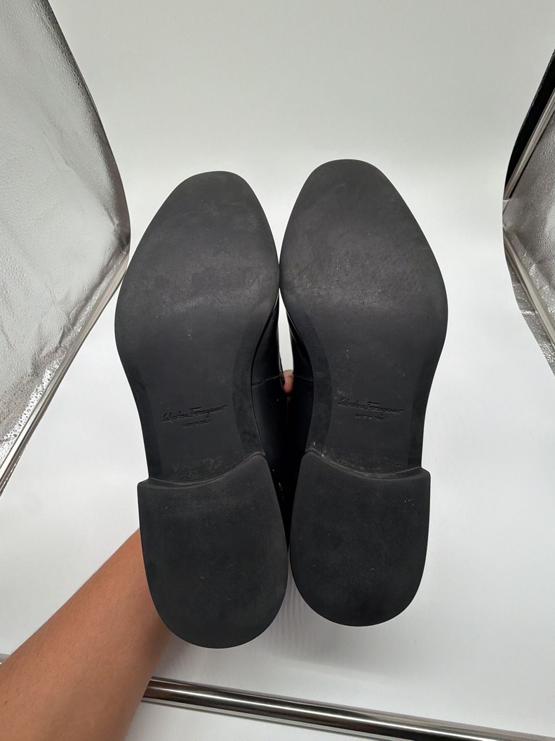 Salvatore Ferragamo Bit Loafers Black Leather 10