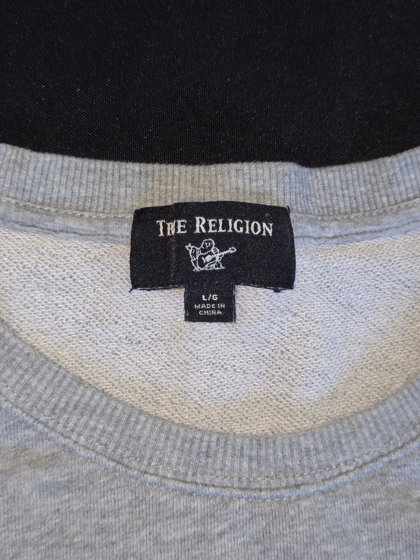 True Religion Sweatshirt Size L Grey Black Box Logo Crewneck 4