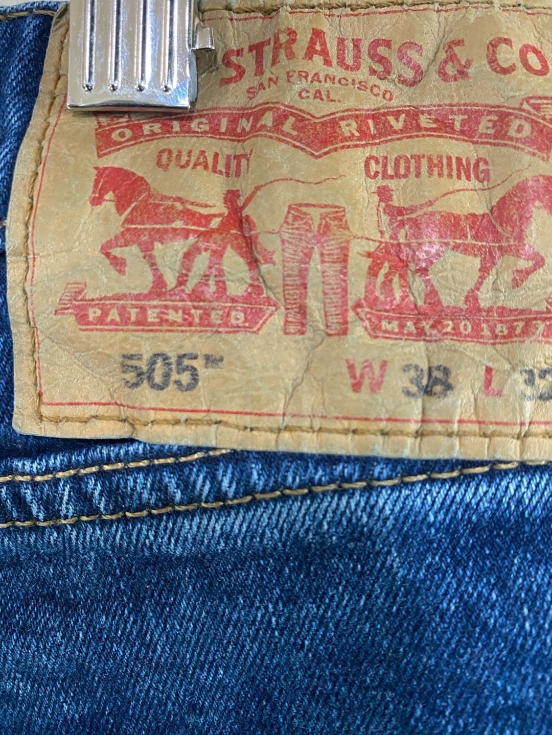 Levi's 505 Regular Fit Jeans 38x32 Blue Denim Straight Leg 5