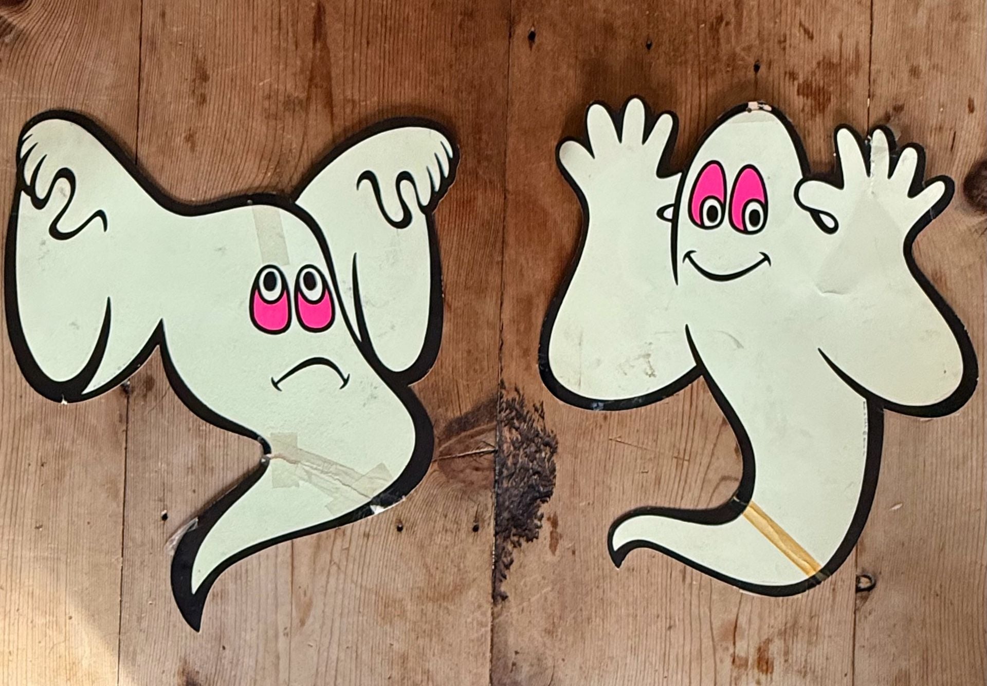 Vintage Beistle Glow In The Dark Ghost Cutouts - Set Of 2 1