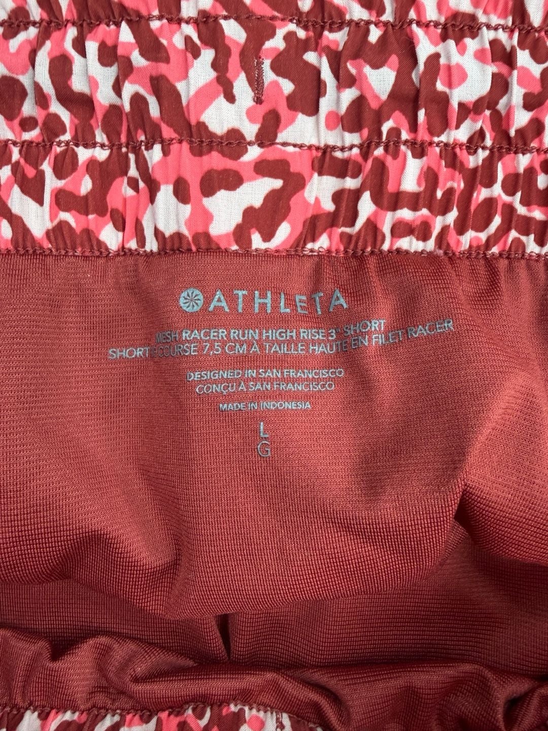 Athleta Mesh Racer Run High Rise 3" Short Size L Red Print Running Shorts 4