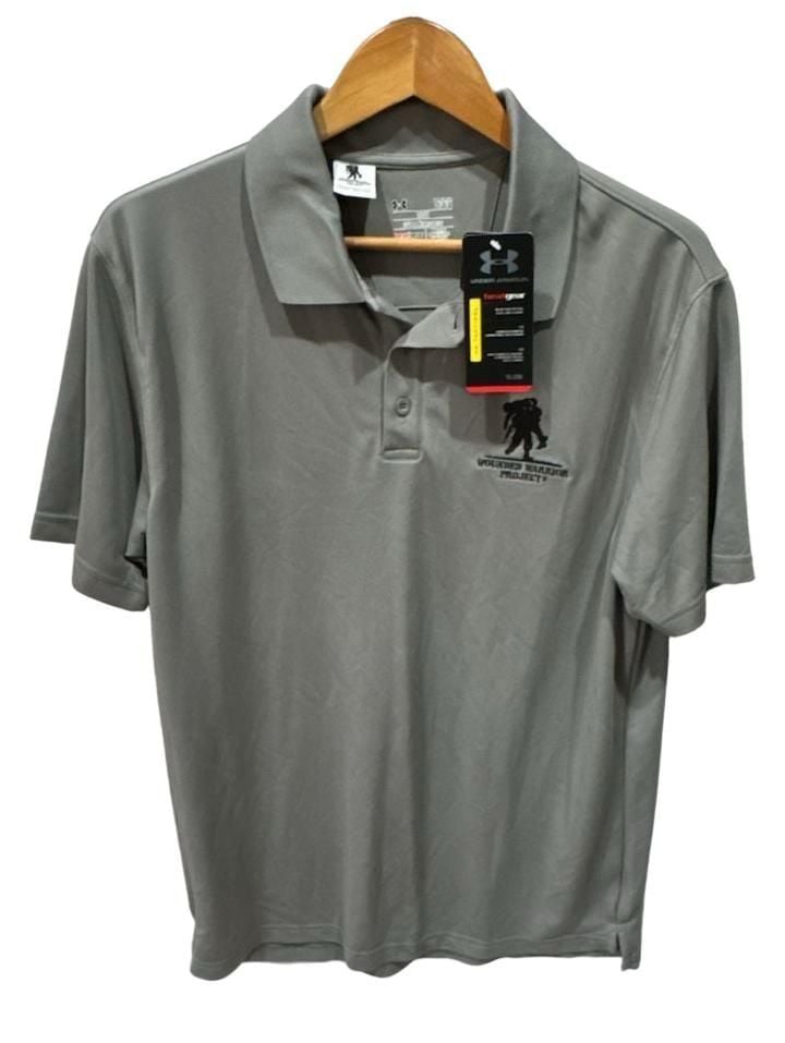 Under Armour Wounded Warrior Project Polo Size LG Gray HeatGear
E906 2