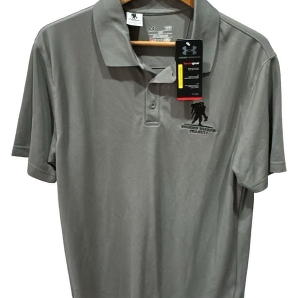 Under Armour Wounded Warrior Project Polo Size LG Gray HeatGear
E906
