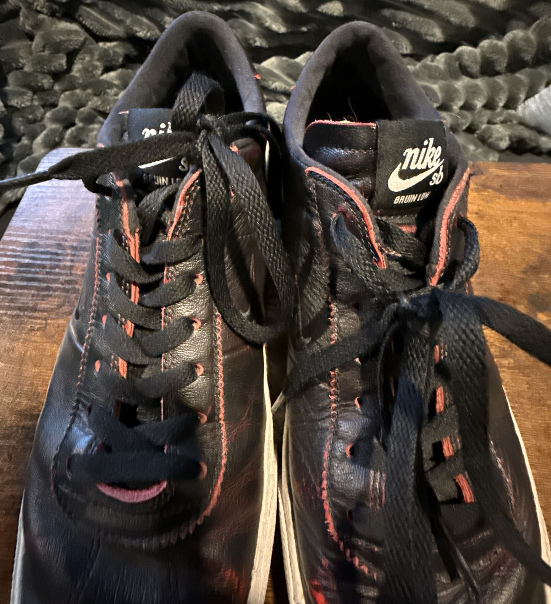 Nike SB Bruin Low x NBA Chicago Bulls Black Leather Sneakers 4