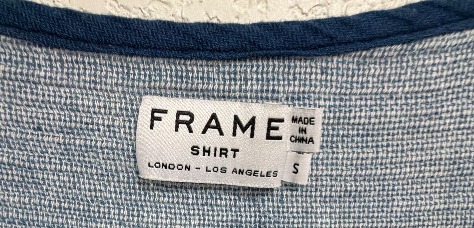 FRAME Shirt Size S Blue Linen Cotton Lace Up Top 3