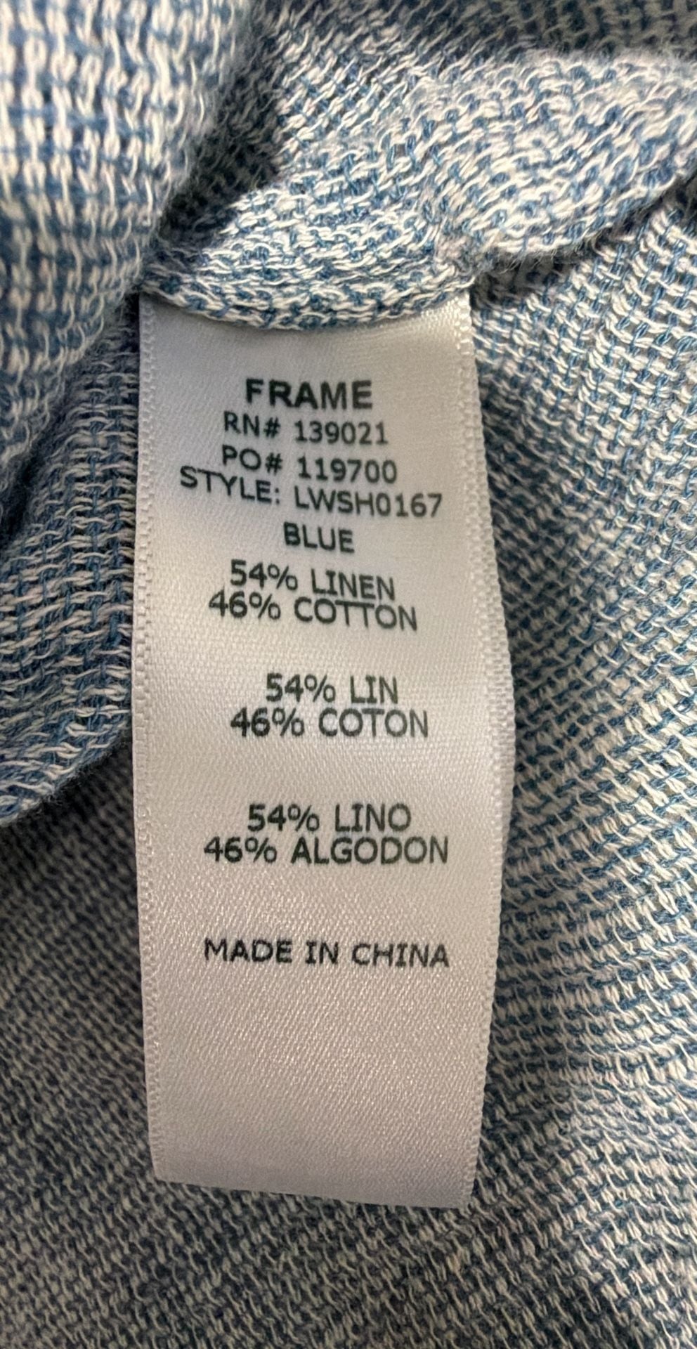 FRAME Shirt Size S Blue Linen Cotton Lace Up Top 5