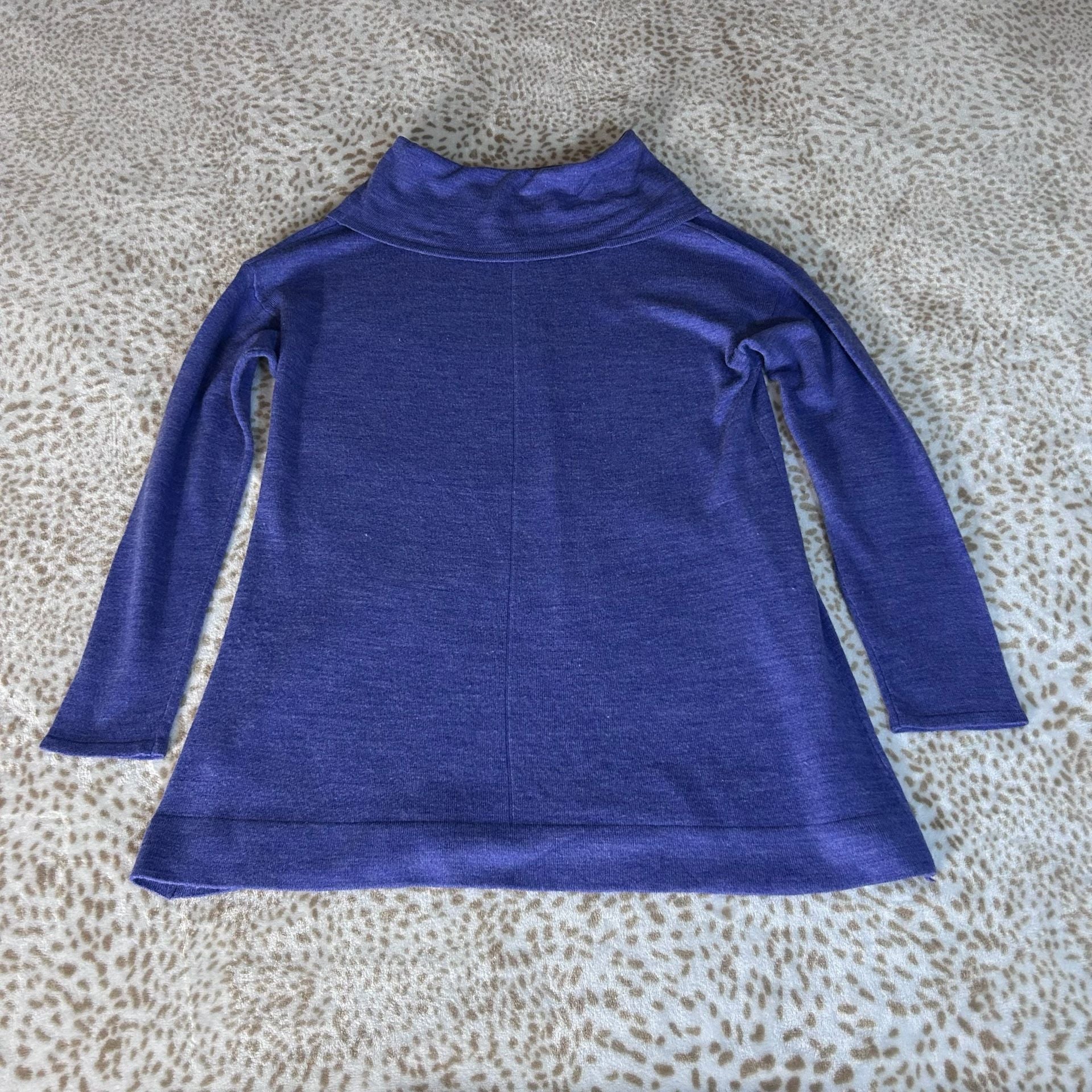 Debbie Morgan Cowl Neck Sweater Size M Blue Tunic Pullover 8