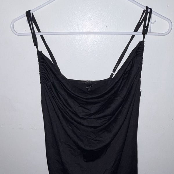 Forever 21 Cami Dress Size S Black Ruched Cowl Neck Sleeveless Mini