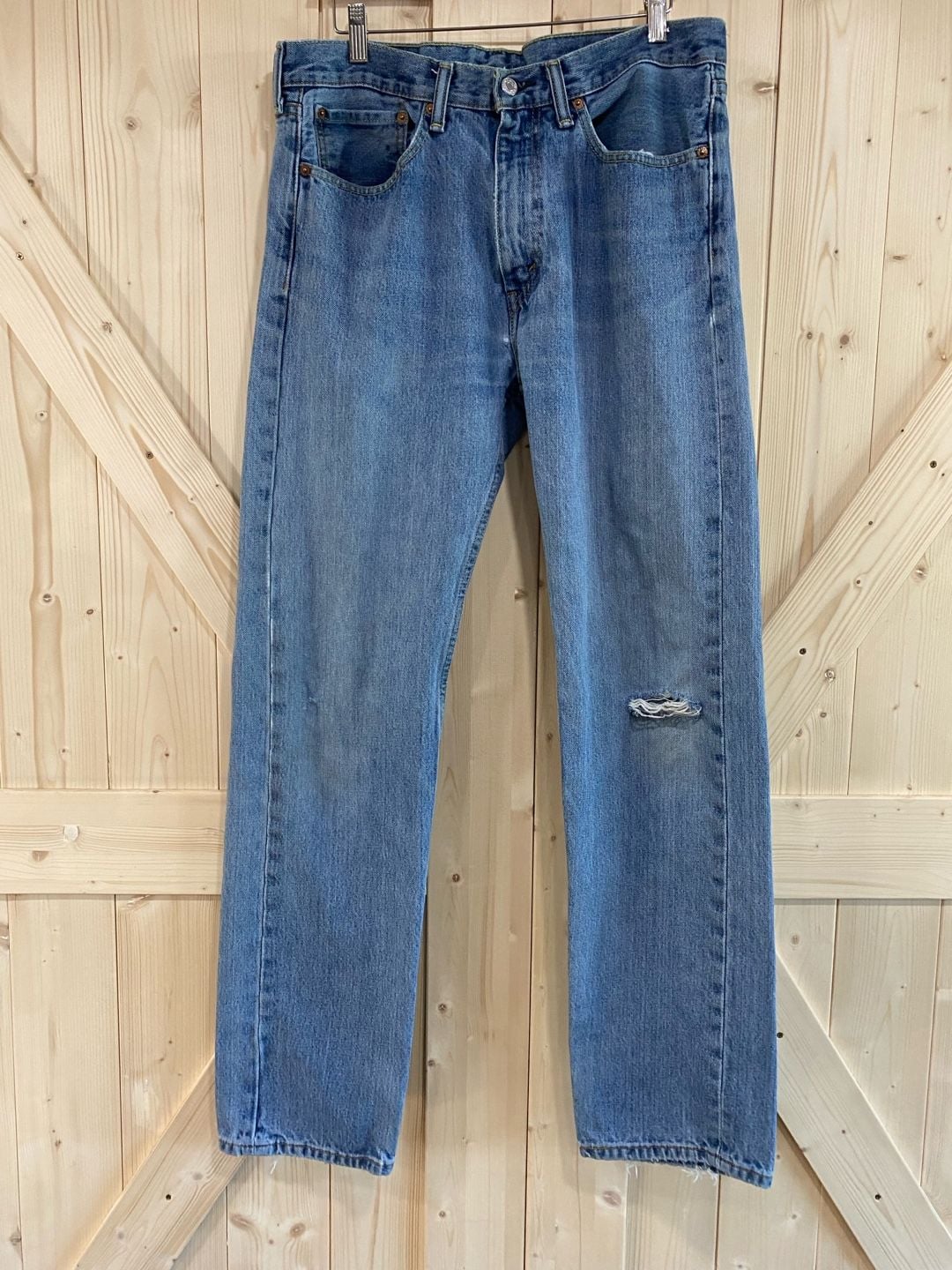 Levi's 505 Regular Fit Jeans W34 L34 Blue Distressed Denim 2
