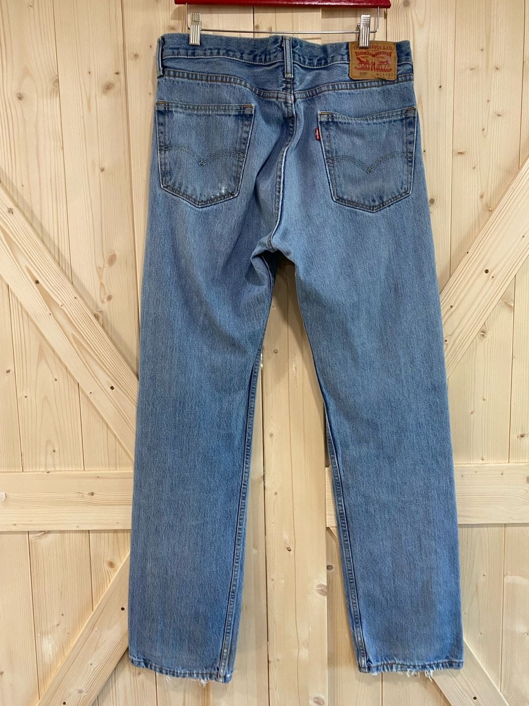 Levi's 505 Regular Fit Jeans W34 L34 Blue Distressed Denim 9