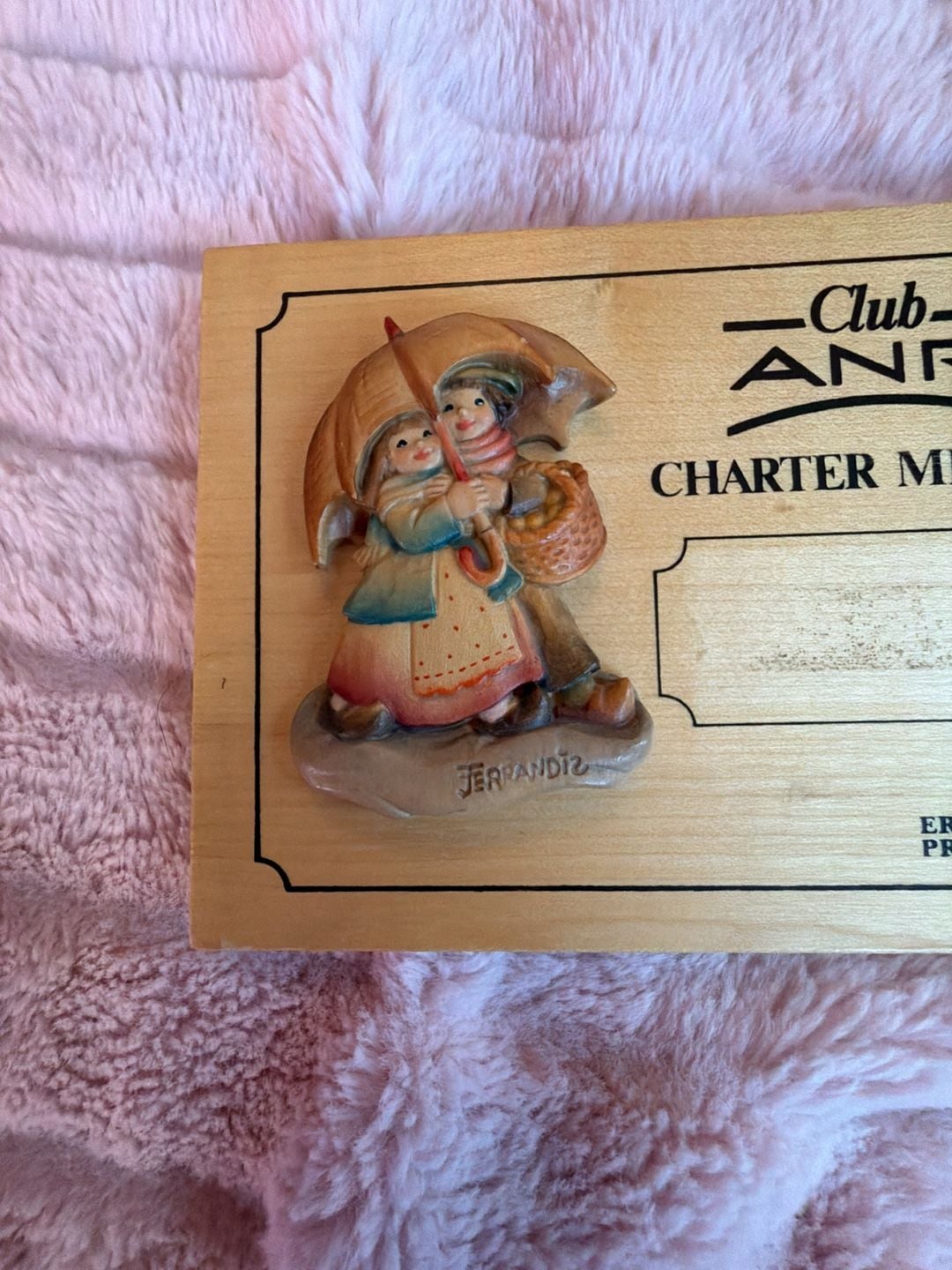 Anri Ferrandiz Club Anri Charter Member Wood Plaque Figurine 4