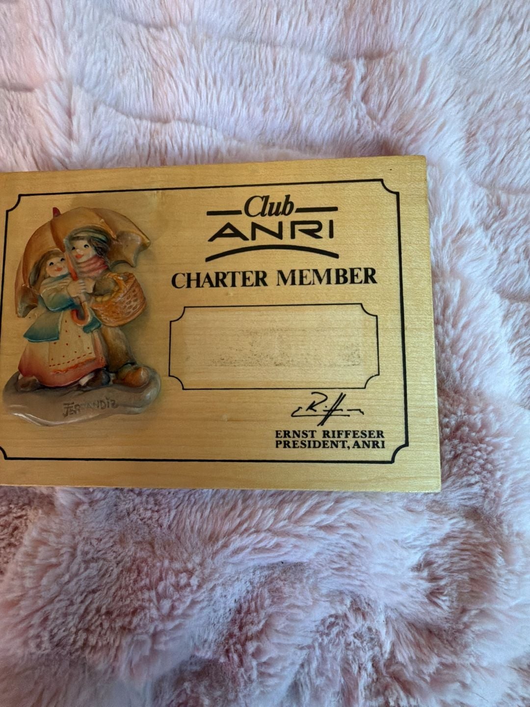 Anri Ferrandiz Club Anri Charter Member Wood Plaque Figurine 5