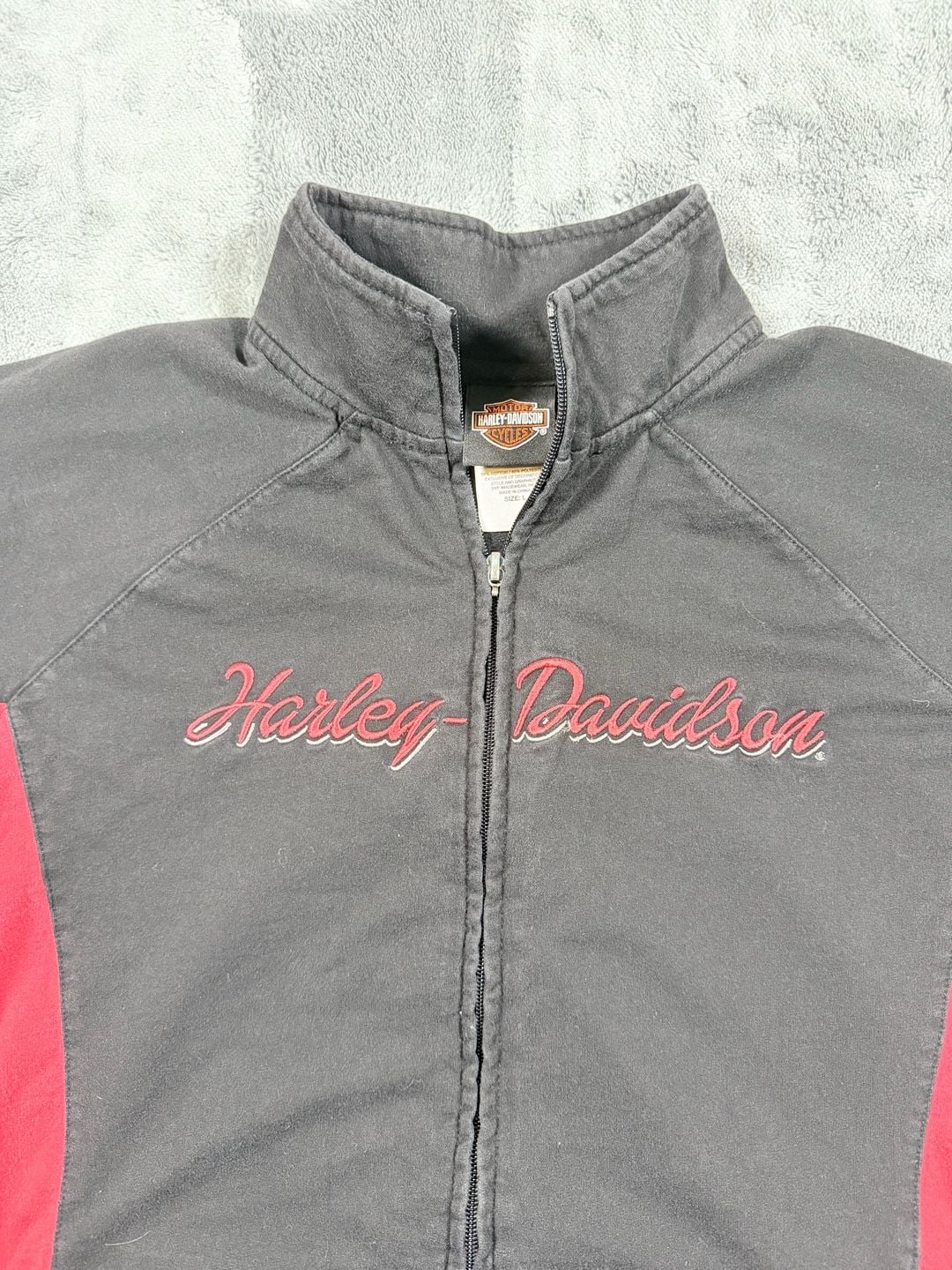 Harley-Davidson Zip Up Jacket Size L Black Red Spell Out 3