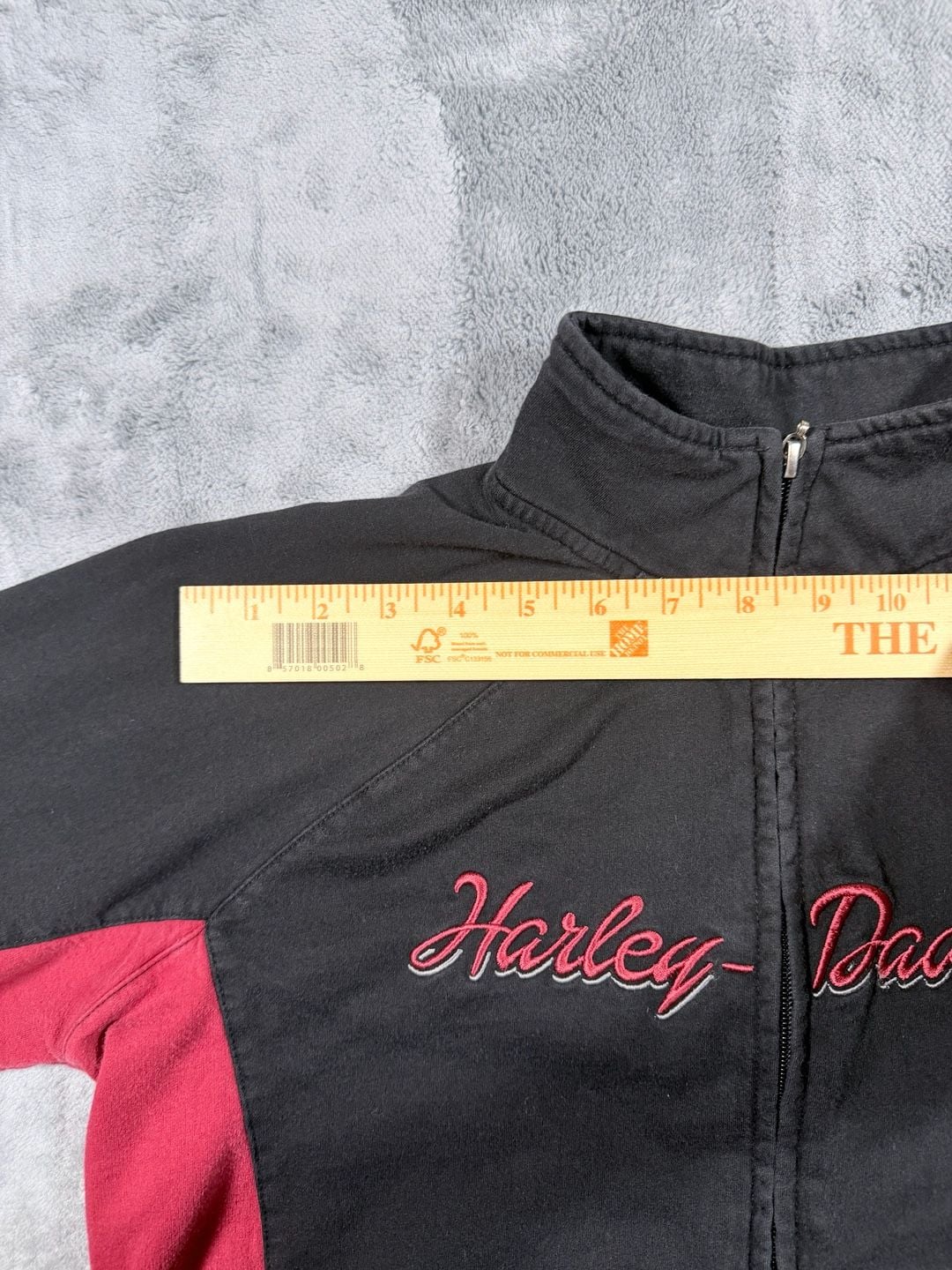 Harley-Davidson Zip Up Jacket Size L Black Red Spell Out 5