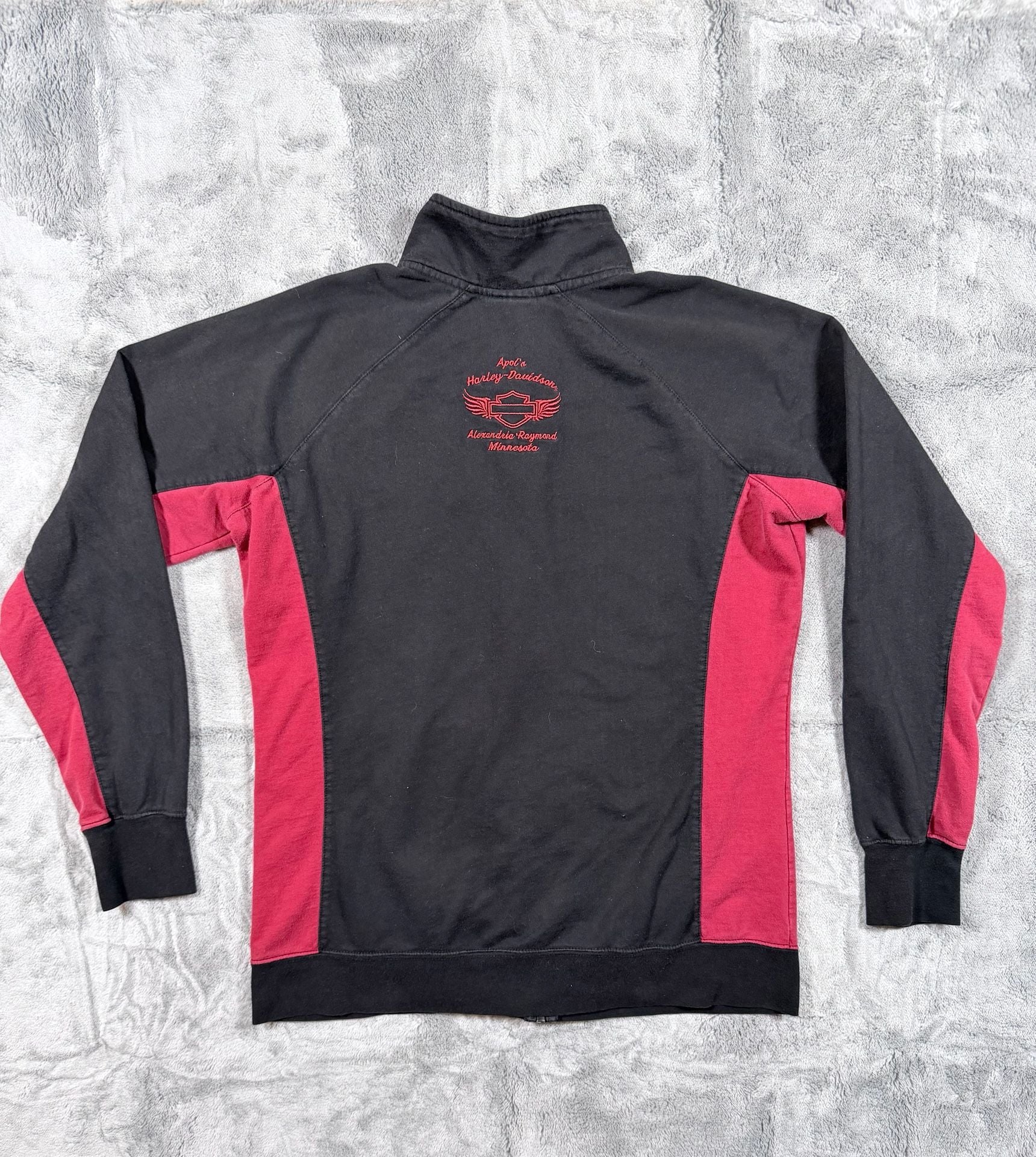 Harley-Davidson Zip Up Jacket Size L Black Red Spell Out 13