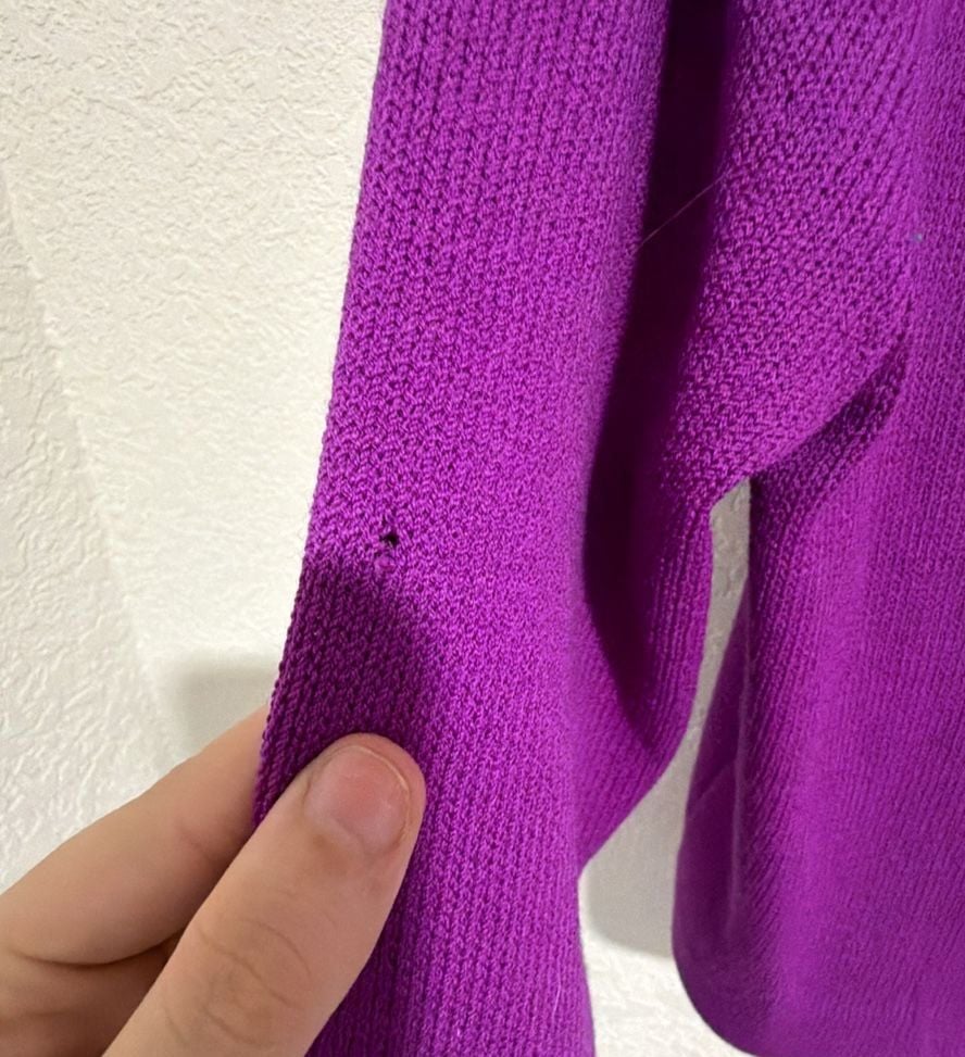 St. John Knit Jacket Size 10 Purple Double Breasted Gold Buttons 6