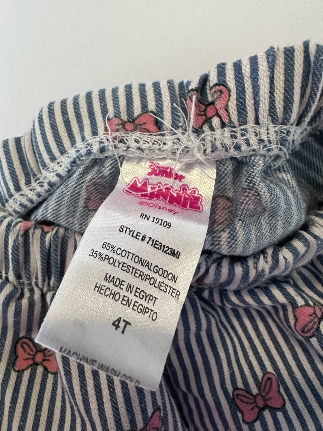 Disney Minnie Mouse Shorts Size 4T Blue Stripe Bows 4