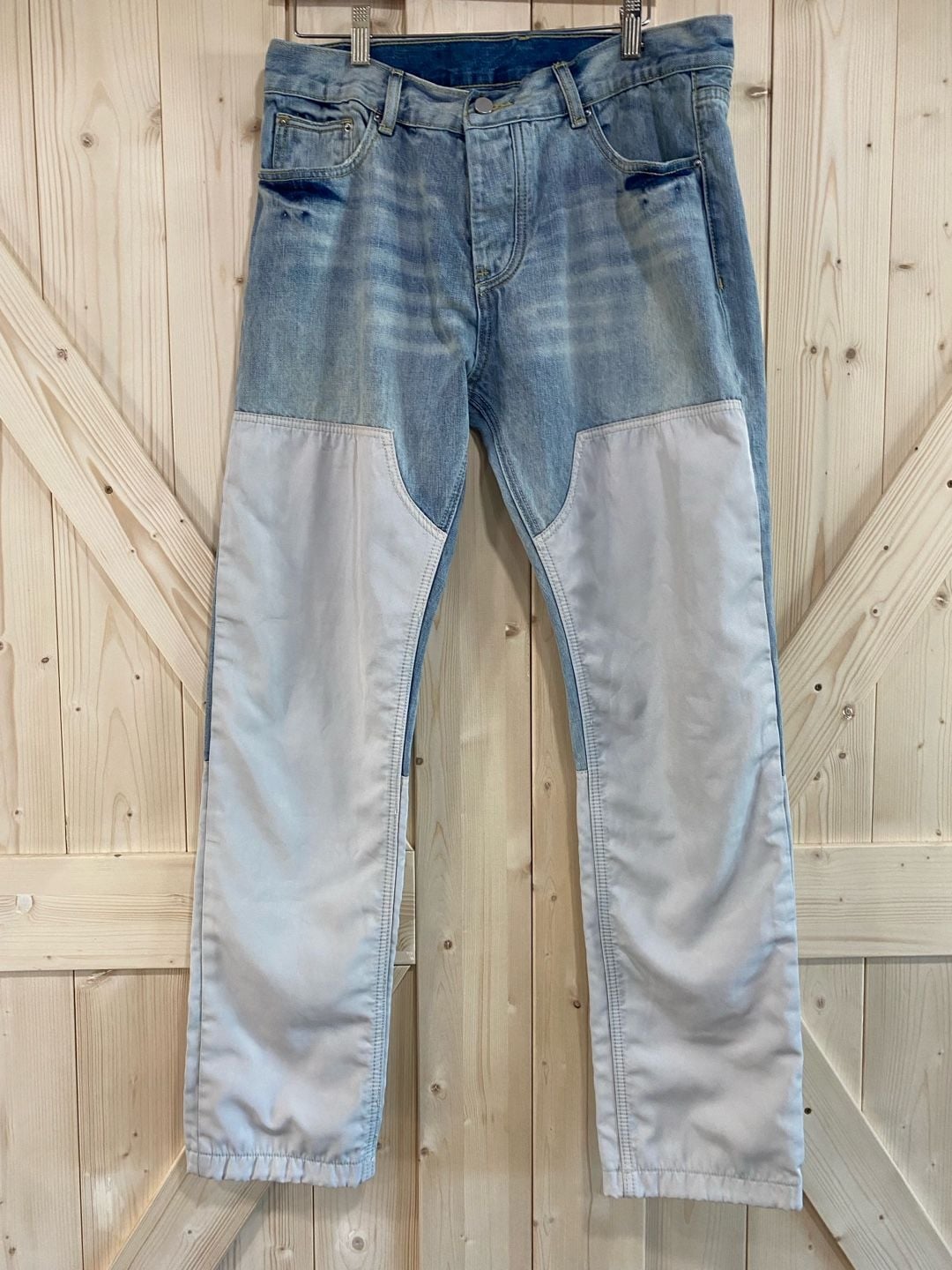Mnml Jeans Patchwork Denim Pants Blue White 33 x 31 2