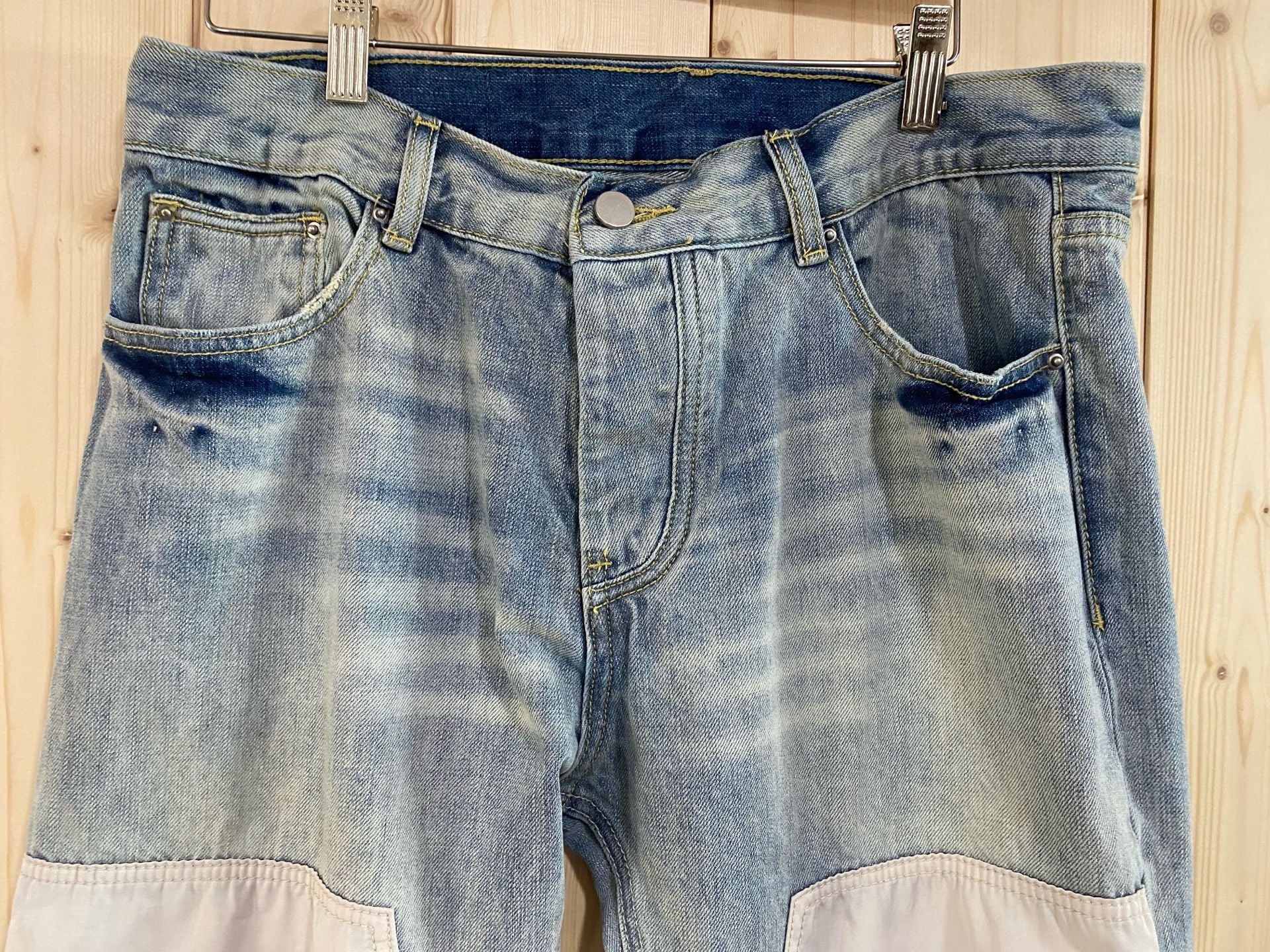 Mnml Jeans Patchwork Denim Pants Blue White 33 x 31 5