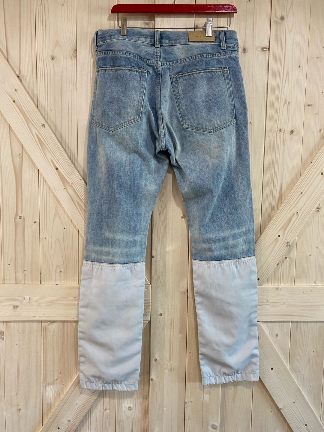 Mnml Jeans Patchwork Denim Pants Blue White 33 x 31 7
