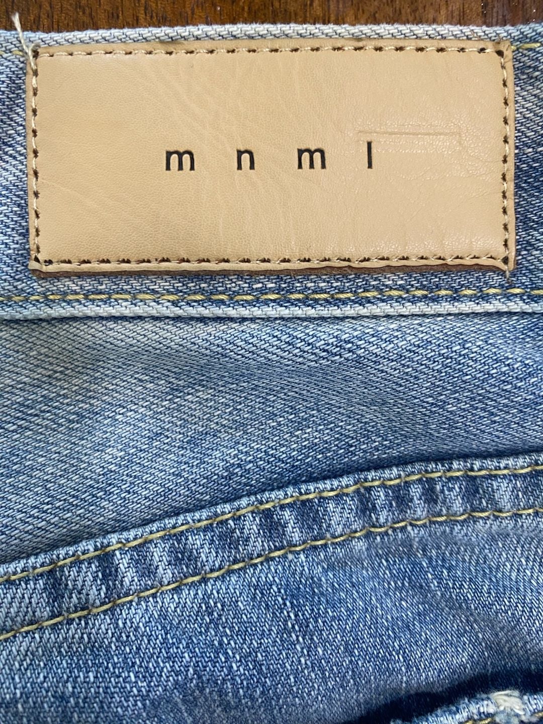 Mnml Jeans Patchwork Denim Pants Blue White 33 x 31 8
