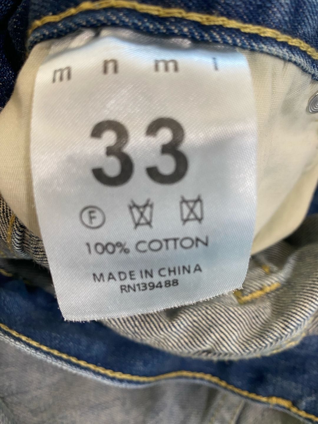 Mnml Jeans Patchwork Denim Pants Blue White 33 x 31 9