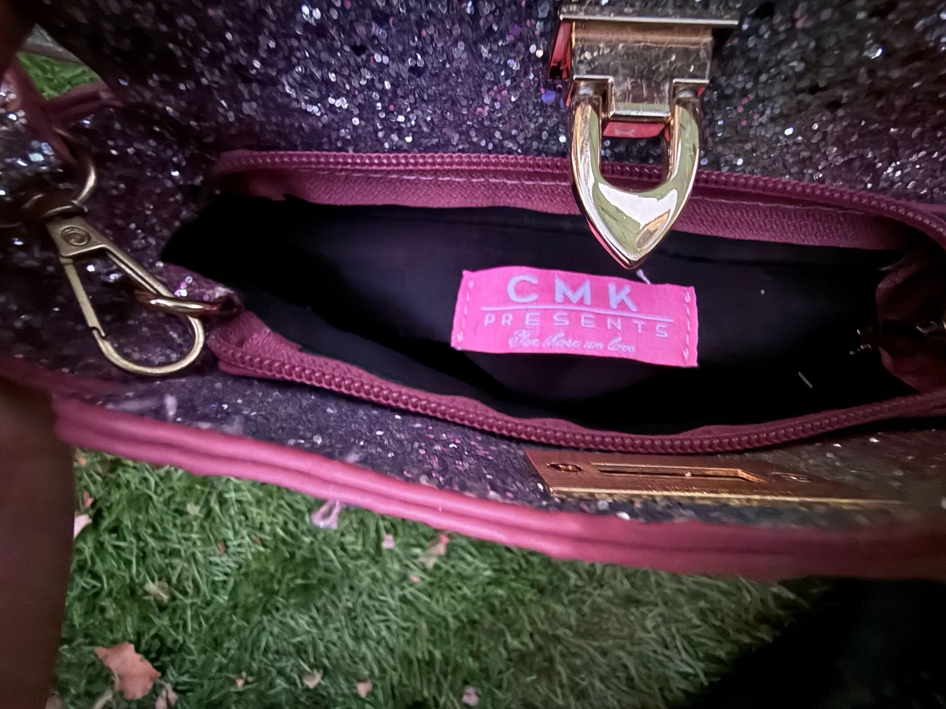 CMK Presents Glitter Studded Satchel Crossbody Handbag Pink
# mini purse # y2k #fairy # sparkling 4