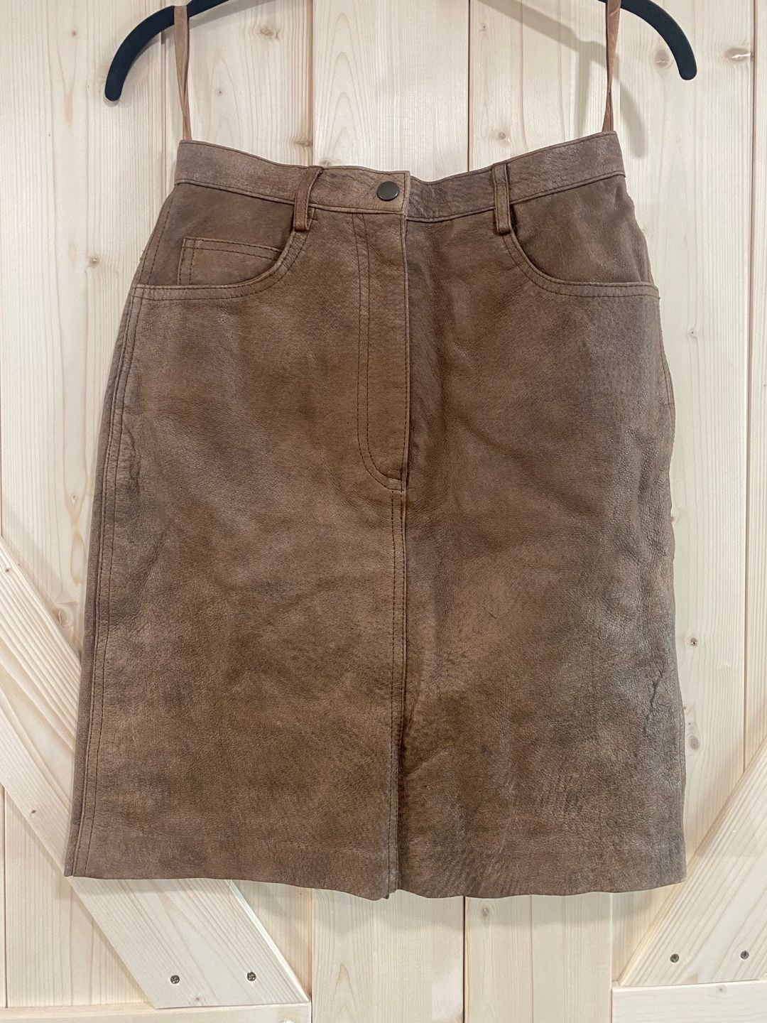 B.E.S.T. Authentic Leather Skirt Size 7 Brown Vintage Pencil 2