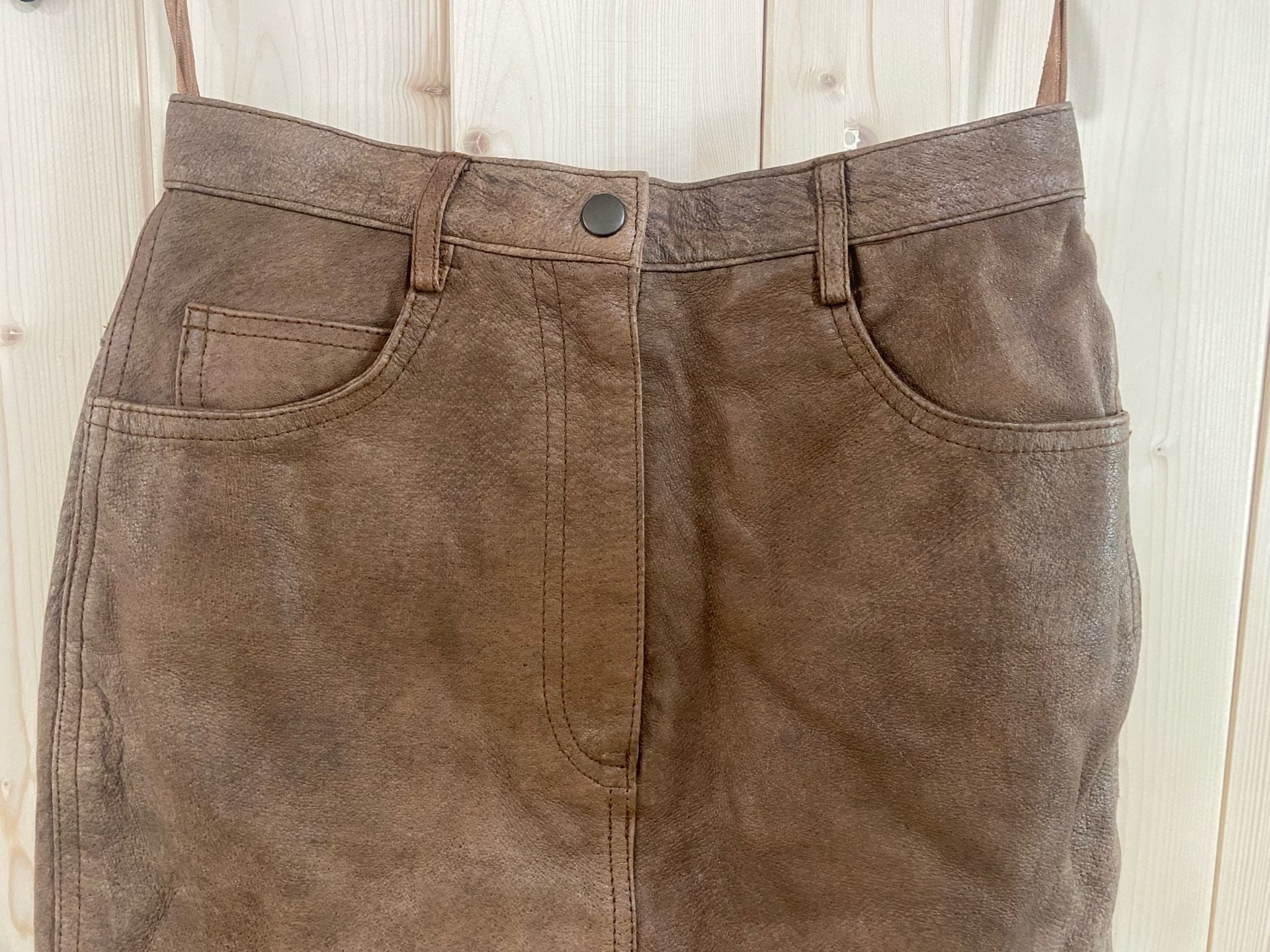 B.E.S.T. Authentic Leather Skirt Size 7 Brown Vintage Pencil 4