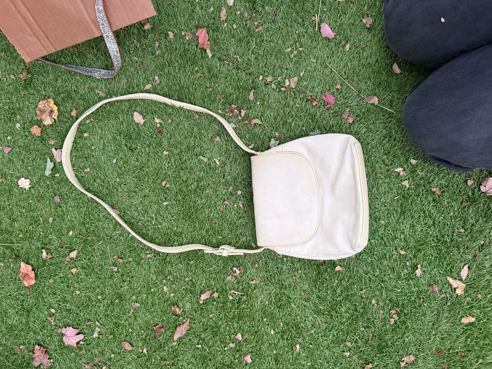 Coletta Genuine Leather Crossbody Bag Cream Flap Purse 2