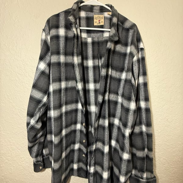 RedHead Brand Co. Plaid Flannel Button Down Shirt Size 2XLT Black White
