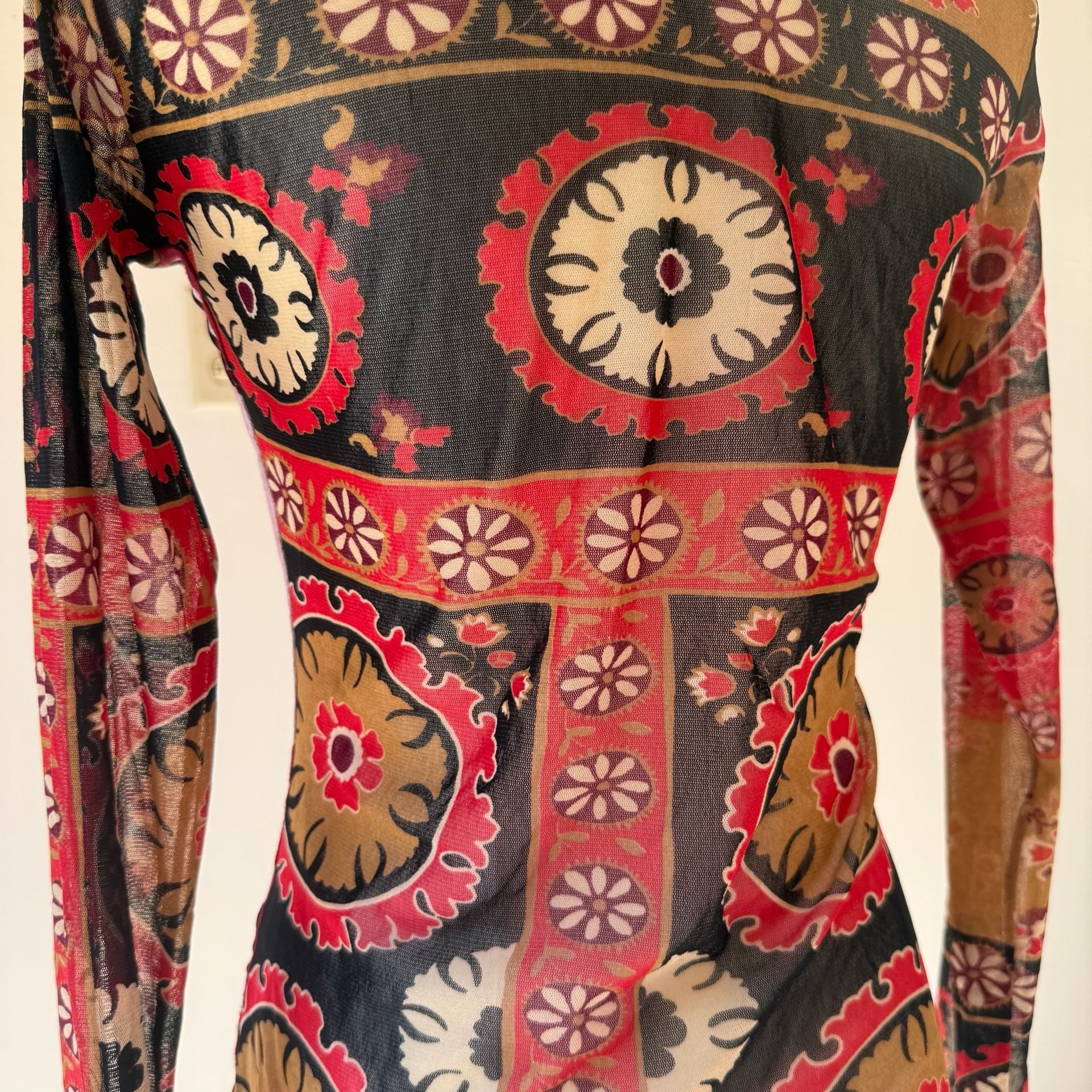 Euro Italian Graphic Turtleneck Red with Girl and Sheer Back  12