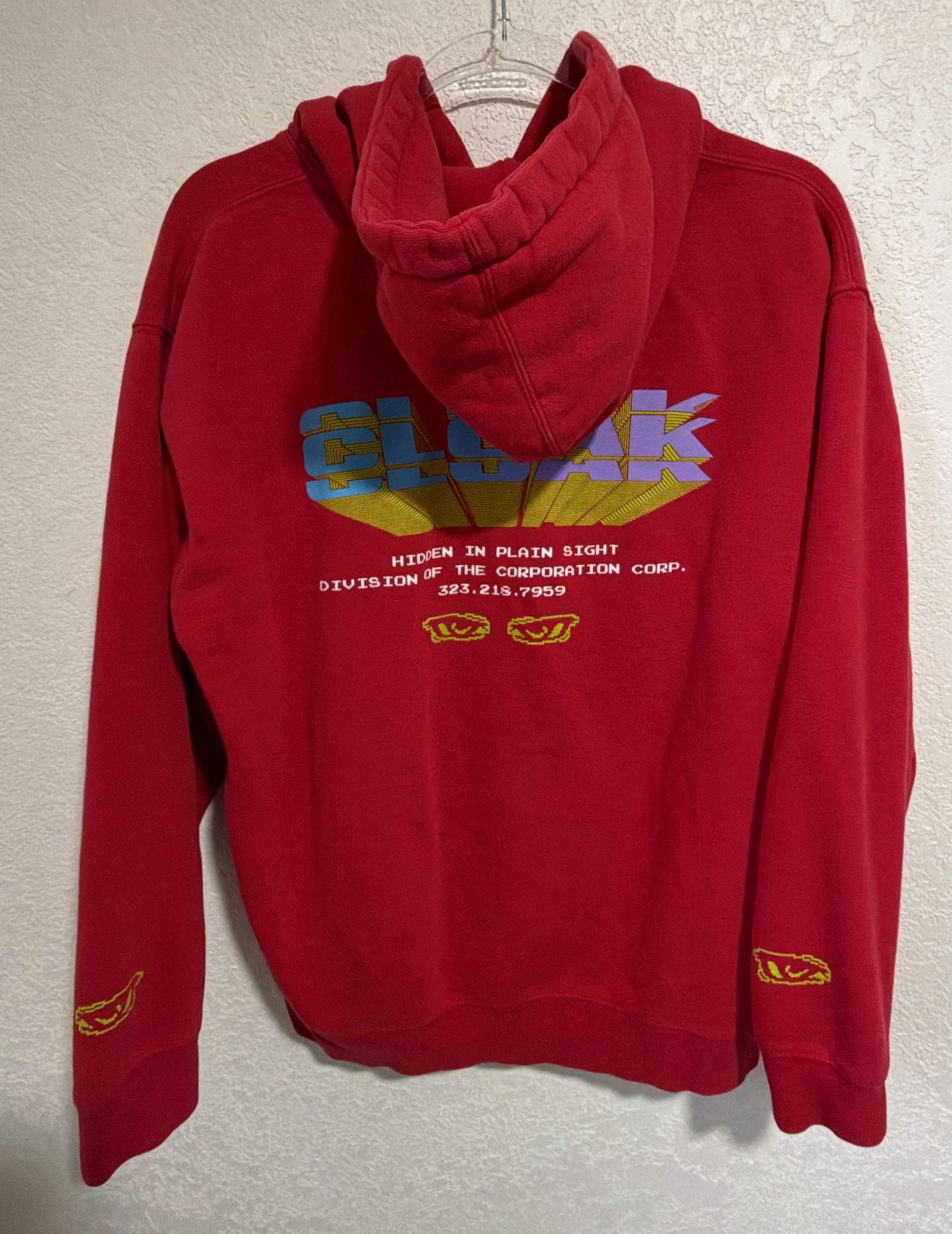 Cloak Hoodie Size M Red Cotton Blend Graphic Pullover 4