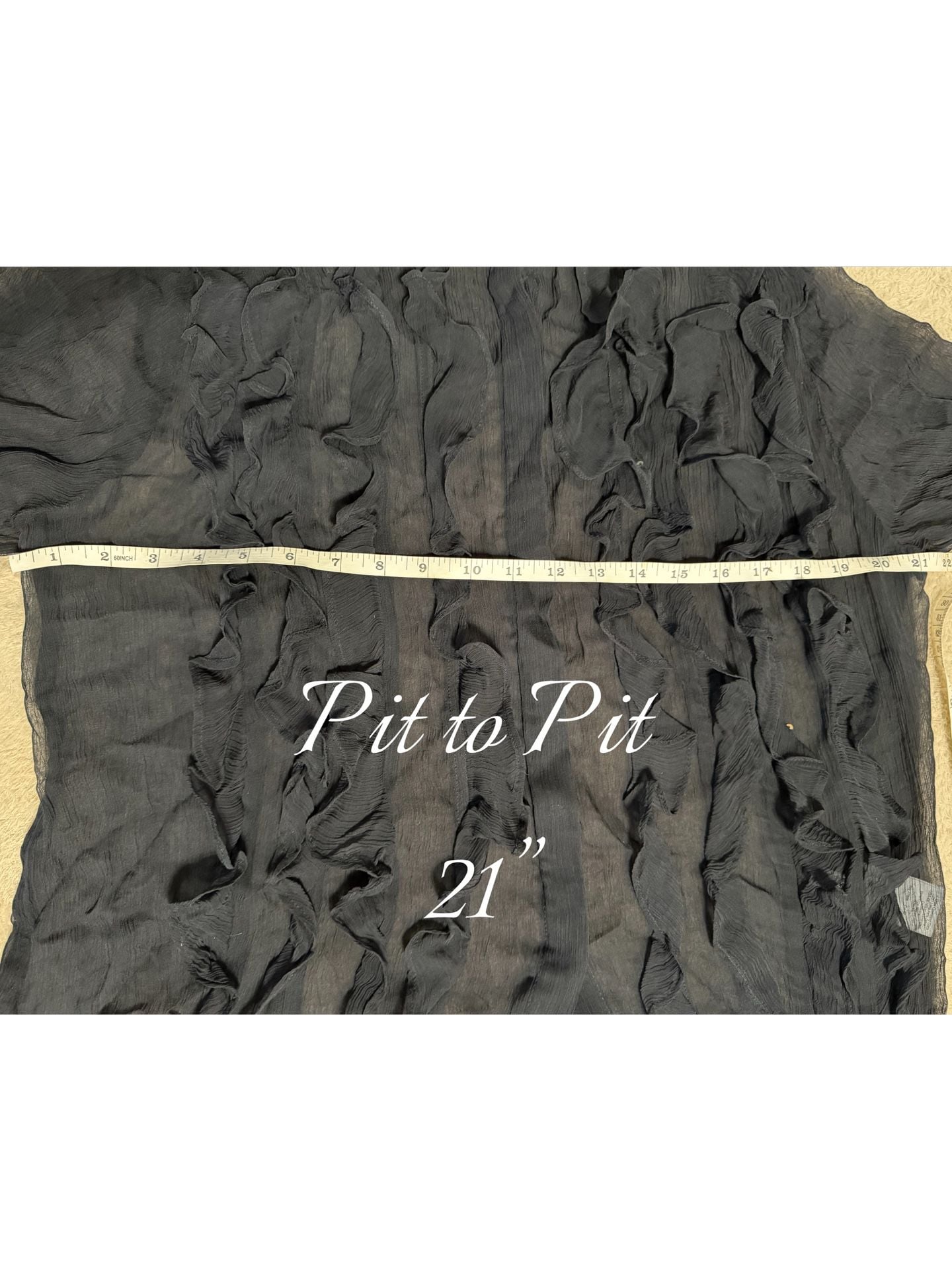 J.Crew Women’s Size 10 Black Sheer Ruffle Blouse – 100% Cupro 9