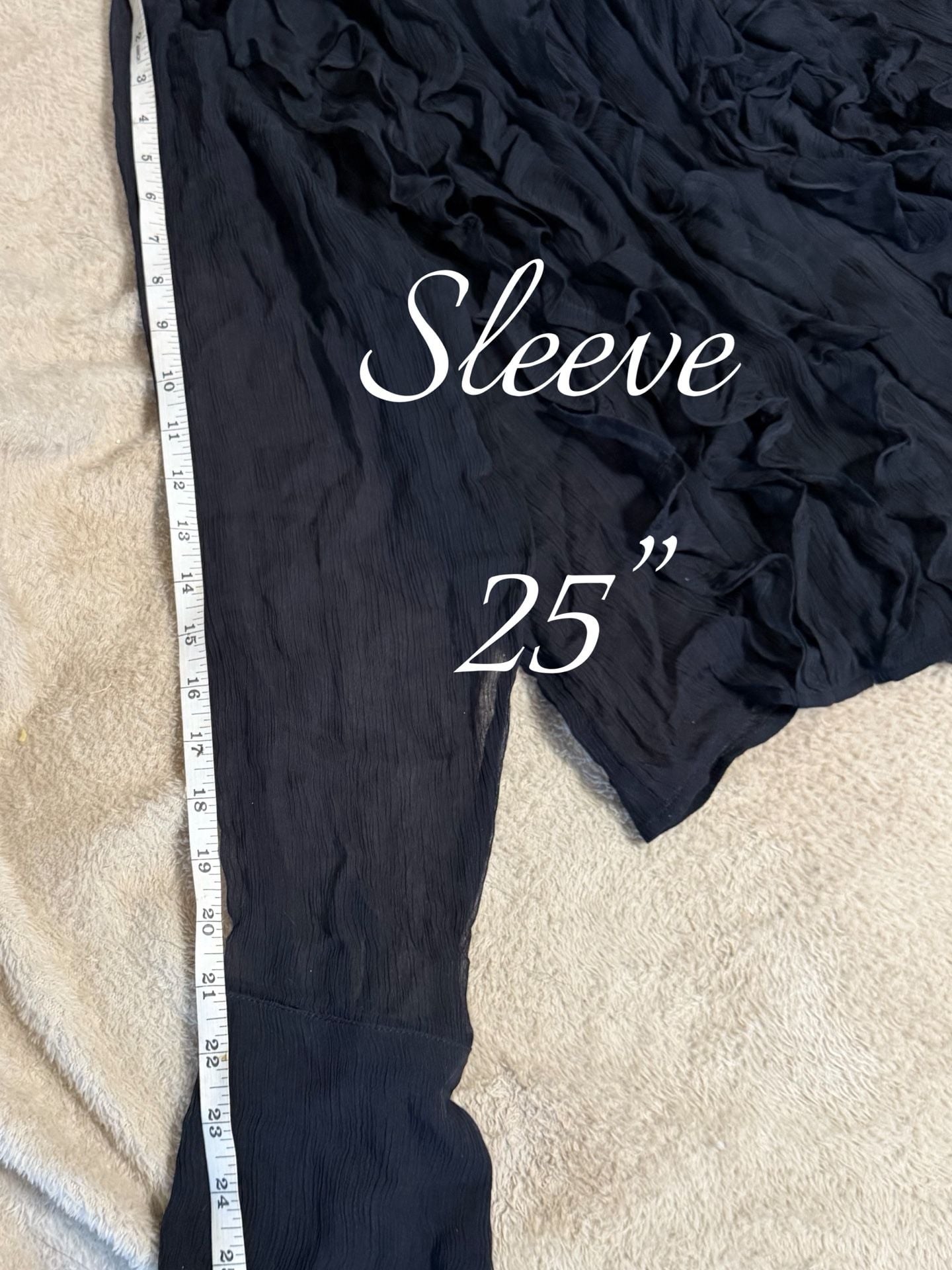 J.Crew Women’s Size 10 Black Sheer Ruffle Blouse – 100% Cupro 10