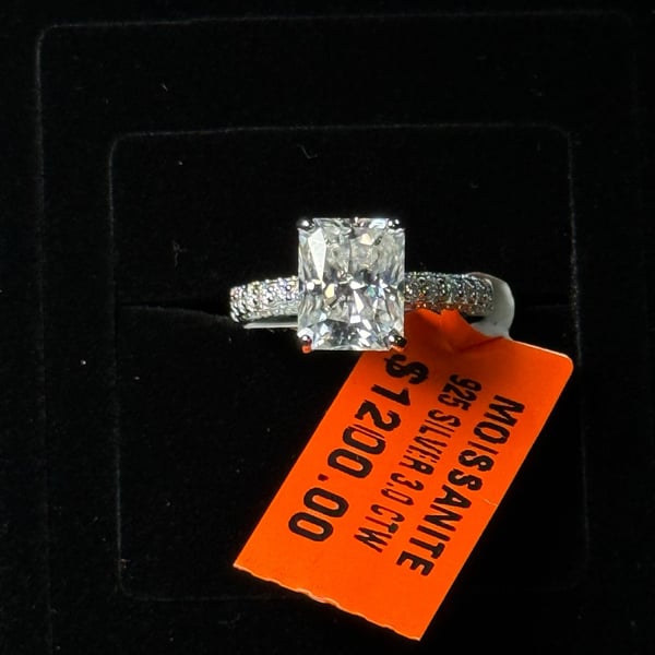 Moissanite Radiant Cut Engagement Ring Size 6 925 Silver 3.0 CTW