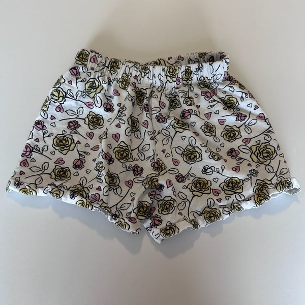 Disney Princess French Terry Shorts Size 7/8 Floral Belle Print