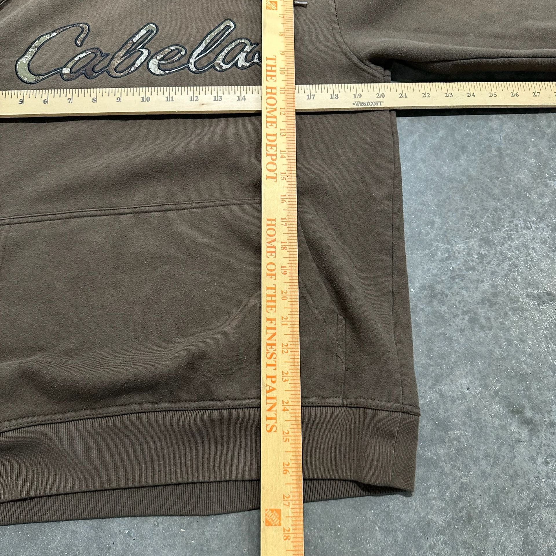 Cabela's Logo Hoodie Size S Reg Brown Camo Hood Sweatshirt 6