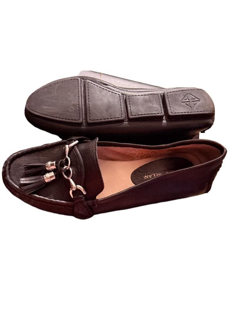 Antonio Melani Black Leather Tassel Driving Loafers 5