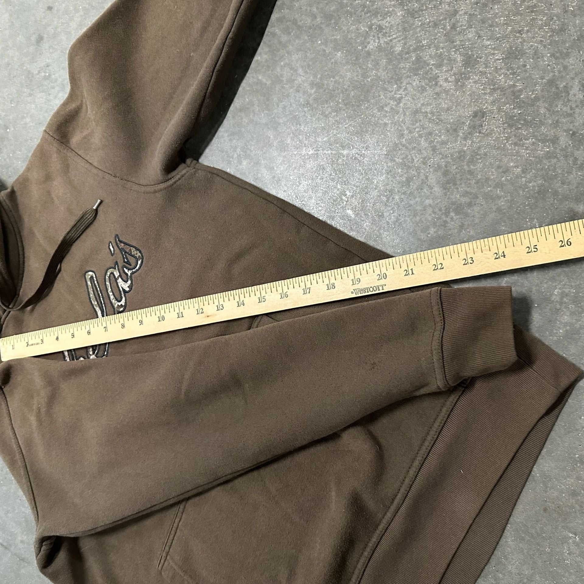 Cabela's Logo Hoodie Size S Reg Brown Camo Hood Sweatshirt 7