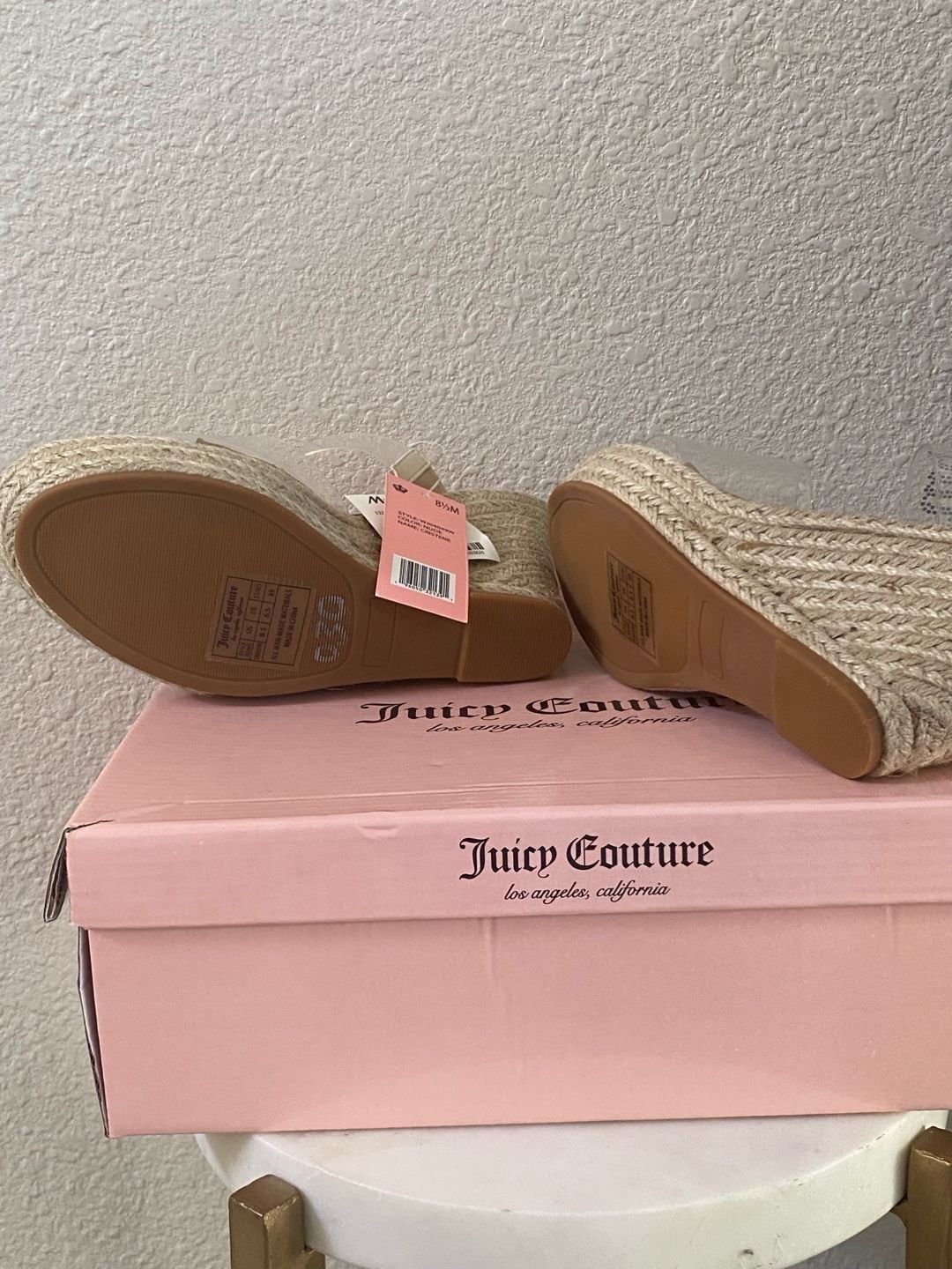 Juicy Couture Clear Strap Espadrille Wedge Sandals Size 8.5 Nude 11