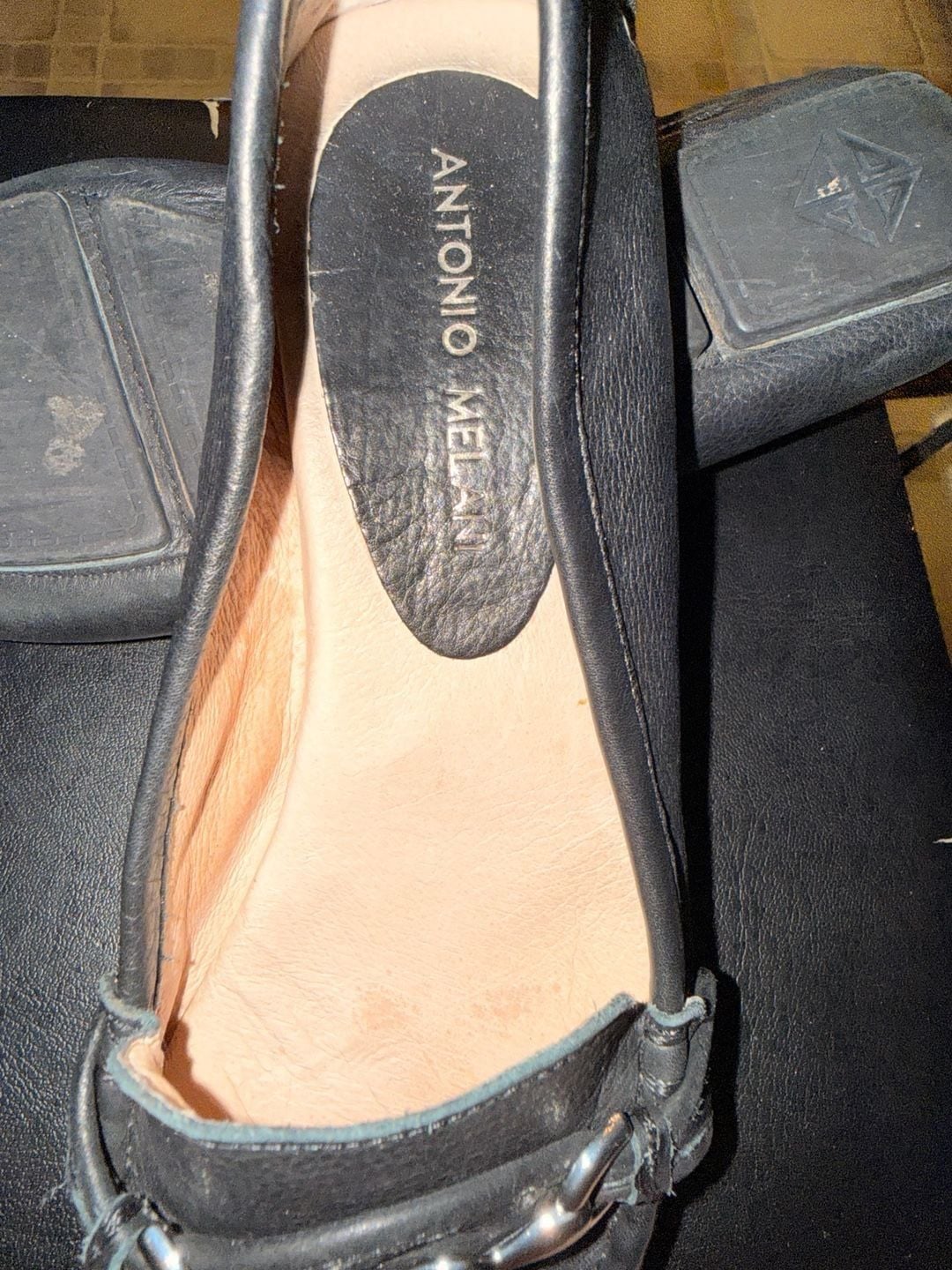 Antonio Melani Black Leather Tassel Driving Loafers 6