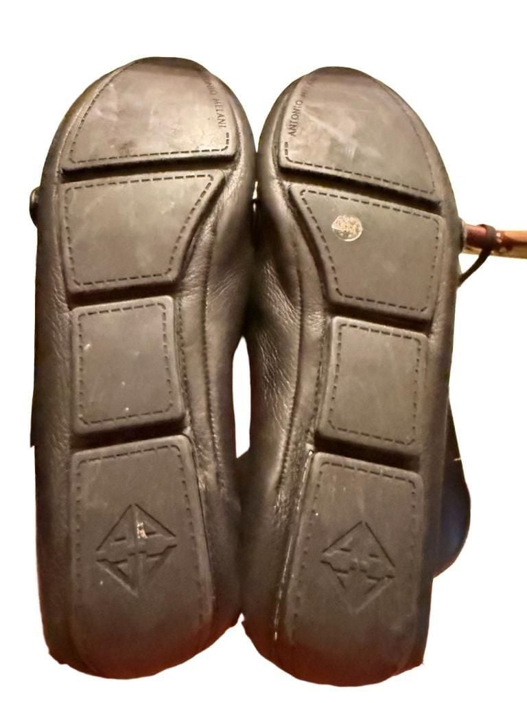 Antonio Melani Black Leather Tassel Driving Loafers 7